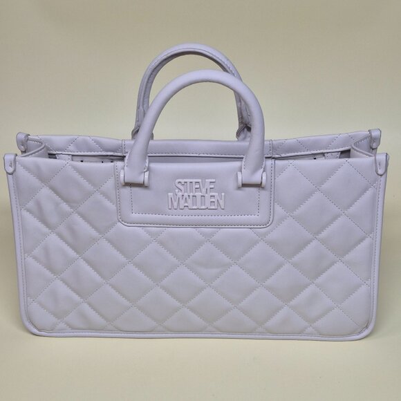 Steve Madden White Leather Quilted Bcasidy 2 Satchel - Picture 1 of 11